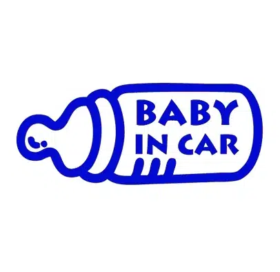blue baby in car bottle