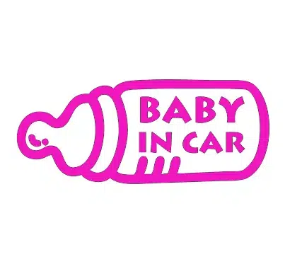 pink baby in car bottle