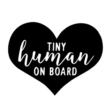 black tiny human on board car decal