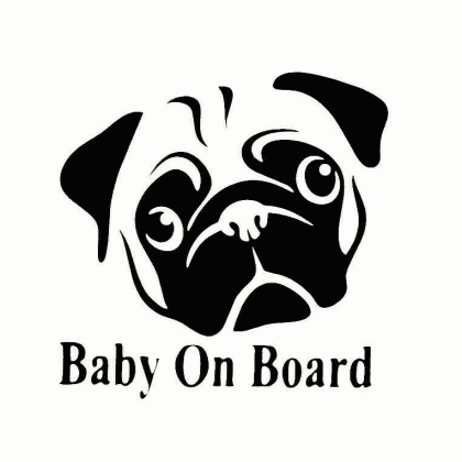 Pug Baby on Board Sticker