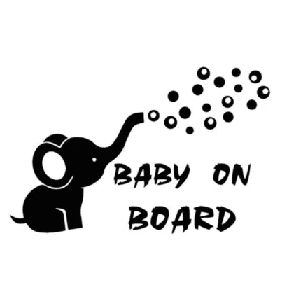 Elephant Baby On Board Sticker