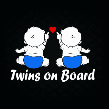 Baby Boy Twins On Board Heart Sticker