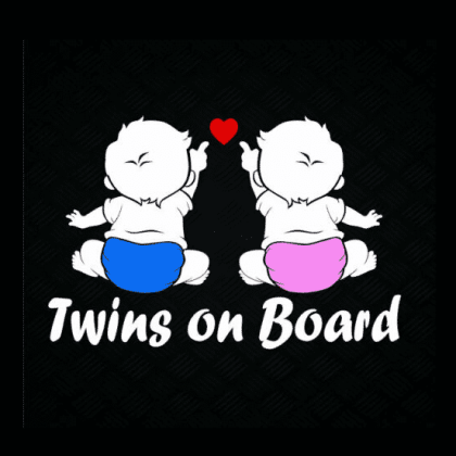 Baby Girl and Boy Twins on Board Heart Sticker
