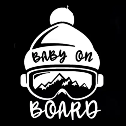 Snowboarding Skiing Baby On Board Car Sticker