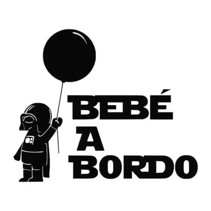 baby darth vader with death star bebe a bordo car sticker black