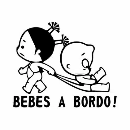 funny cute babies bebe a bordo car sticker black