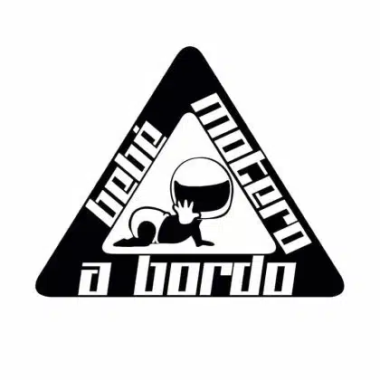 wearing helmet baby bebe a bordo car sticker black