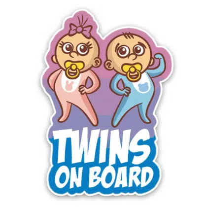 boy girl twins on board sticker