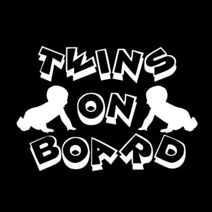 fun white letters twins on board sticker