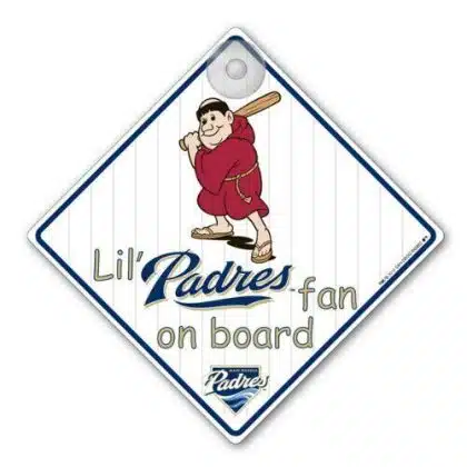 lil san diego padres fan on board window cling