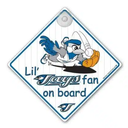 lil toronto blue jays fan on board window cling